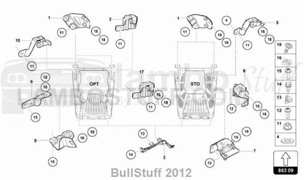 2016 Lamborghini HURACAN ZHONG 600-4 COUPE USA SECURING PARTS FOR ENGINE (863.09.00)